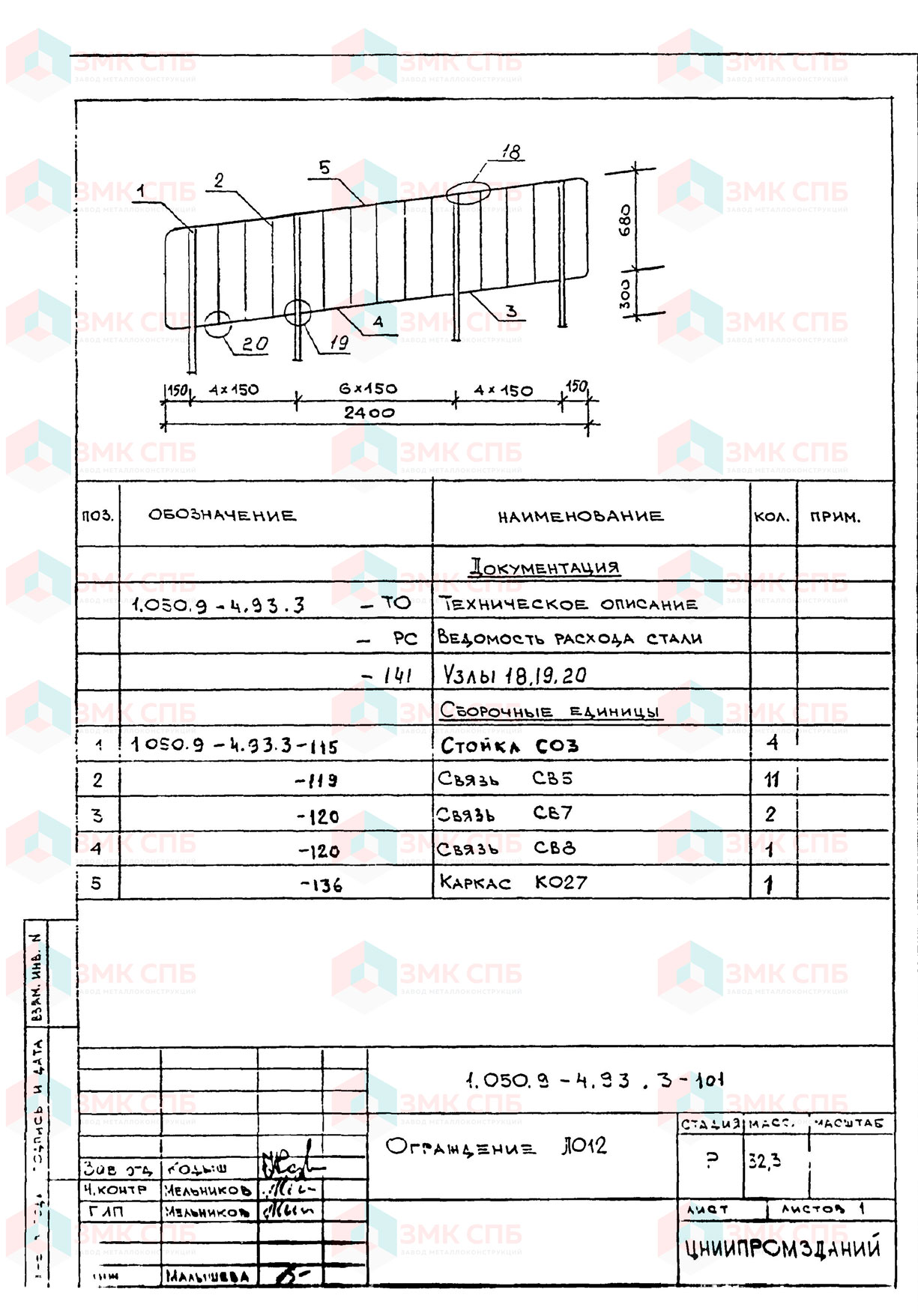 Ограждение ЛО12 по серии 1.050.9-4.93 в.3 купить | ЗАВОД ЗМК СПБ